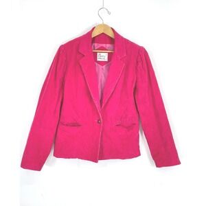 Kathy Davis Womens Blazer 8 Corduroy Pink Vintage Single Button Puff Shoulder